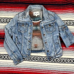 Western Distressed Cropped Jean Jacket By White Crow | Small